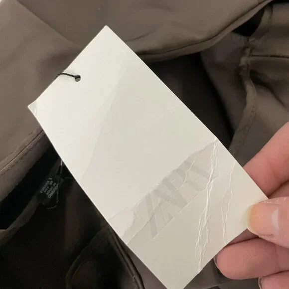 Zara Womens High-Waist Satin Trouser Large Chocolate Brown Wide Leg 1255/528 NWD - Picture 7 of 16